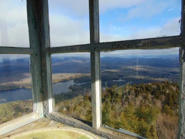 The view from inside a firetower cab