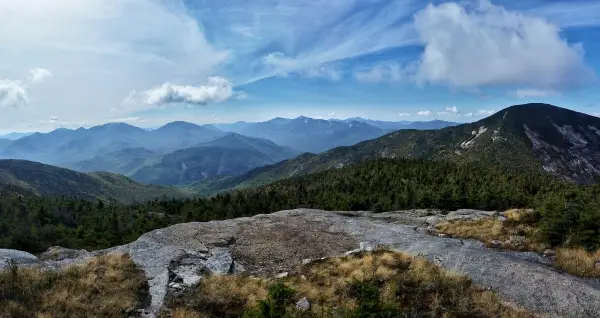 The view from a tall, rocky mountain