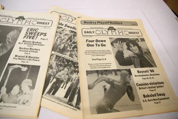 Old newspaper from the 1980 winter Olympic Games
