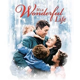 Classic cover of It's a Wonderful Life film with man and woman embracing surrounded by children.