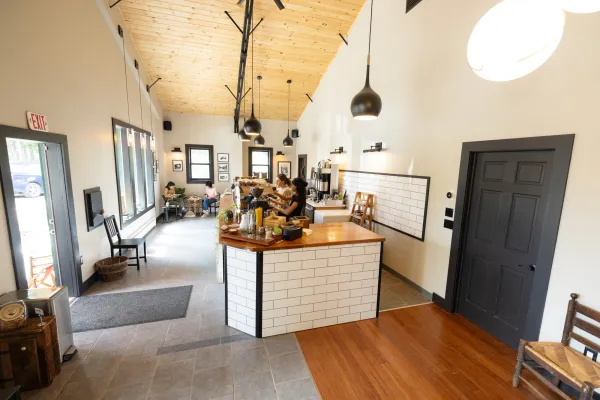 Interior of Capisce Coffe in Lake Placid, NY.