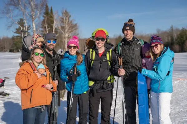 Group of cross-country skiers. 