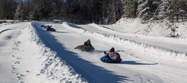 People tubing down Mt Pisgah