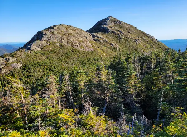 Two rocky summits during sunrise