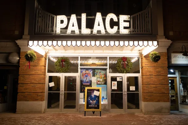 The front of the Palace Theatre in Lake Placid, NY.