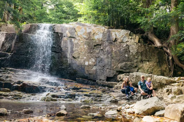 Family at Stag Brook Falls