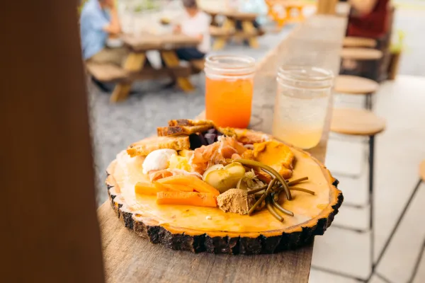A rustic plate of organic veggies.