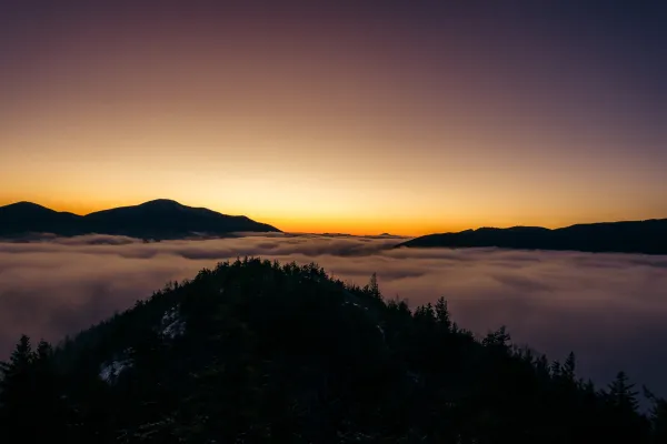 Winter sunrise over the Adirondack Mountains