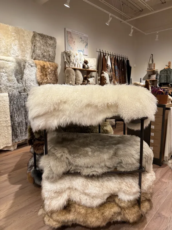 Sheep skins on display at Overland Lake Placid.