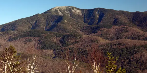 The view of a large mountain in the spring