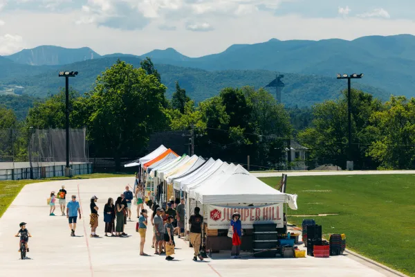 distance view of tents at the market