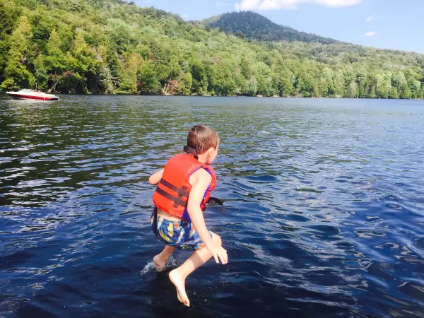 This fine swimming spot has a beautiful setting.