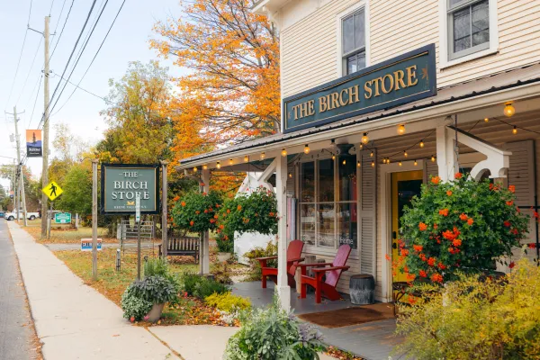 Fall foliage explodes around The Birch Store building