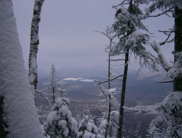 A snowy mountain view