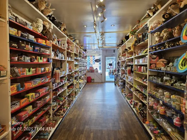 Floor to ceiling shelves lined with every candy one could think of