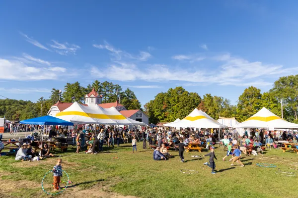 gathering under the tents
