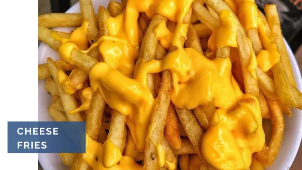 Golden french fries smothered in gooey cheese