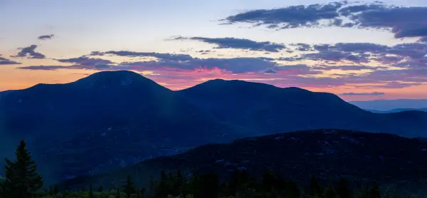 An early morning view of high peaks