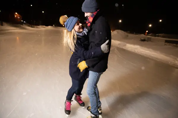 Could hold on to each other as they enjoy a night skating
