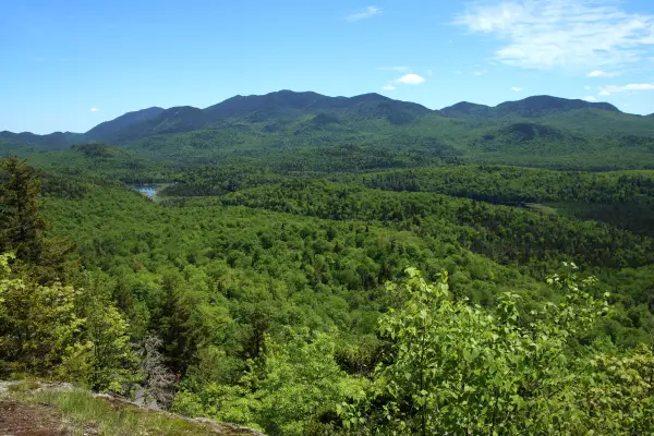 The views from the summit are mostly wild areas.