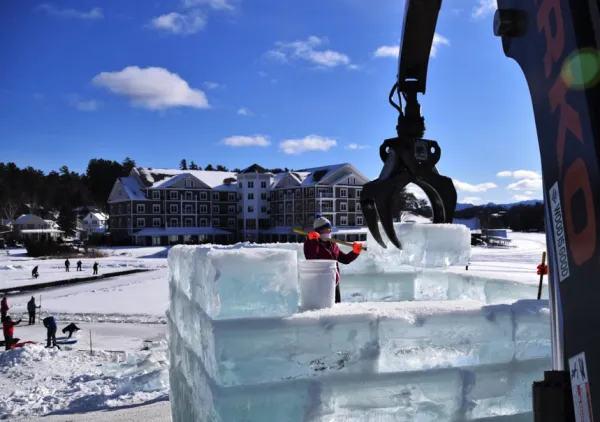 Ice castle construction from 2022