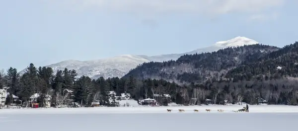 Mountains in the distance, seen from a frozen lake