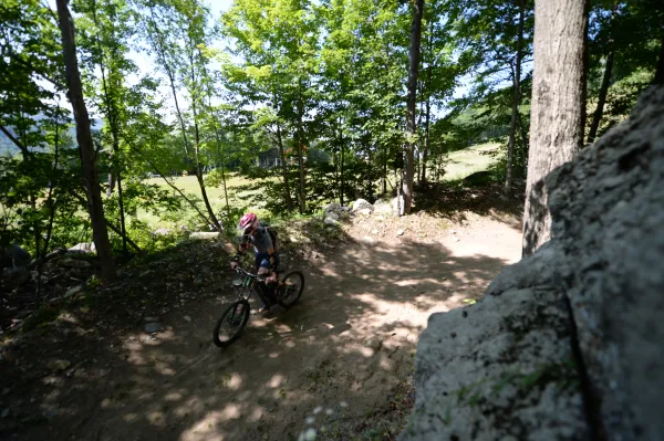 Downhill mountain biking trail on Whiteface Mountain