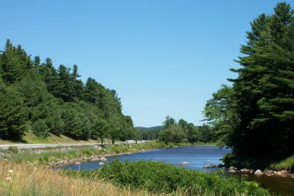 The Ausable River runs along Route 9 from Keene to Ausable Forks.