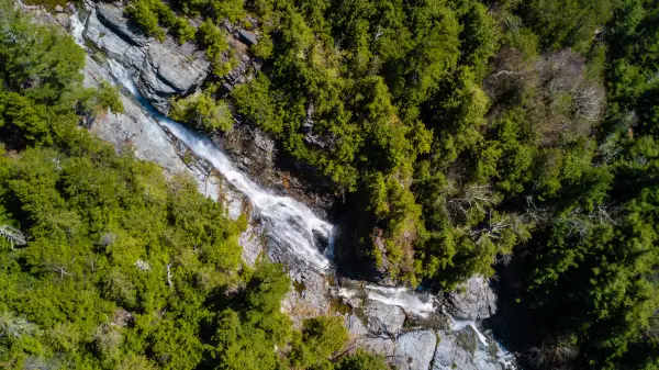 A large waterfall from above