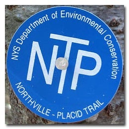 Northville-Lake Placid Trail blue marker with NTP.