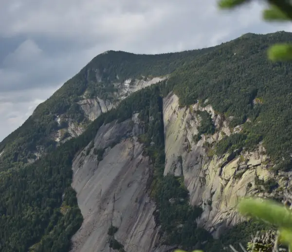View of steep cliffs on a mountain