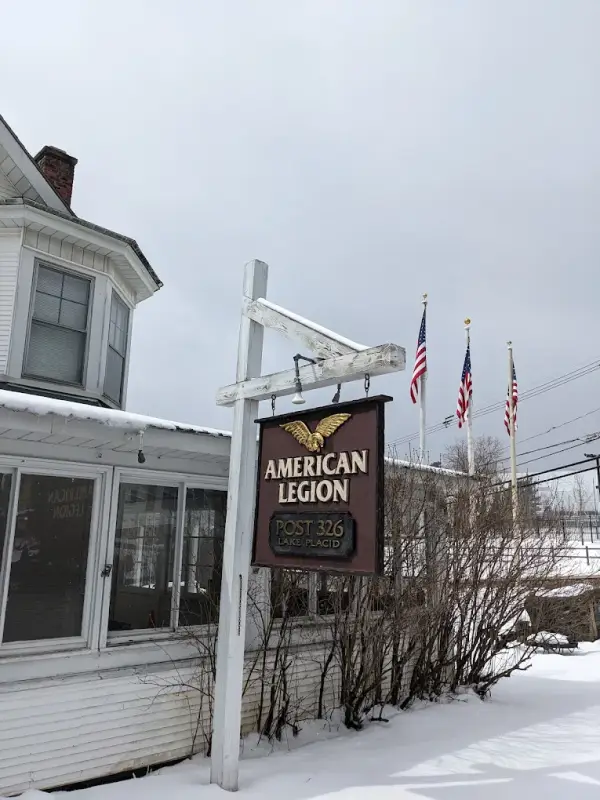 A photo of the exterior of the American Legion Post 326 sign blanketed in snow.