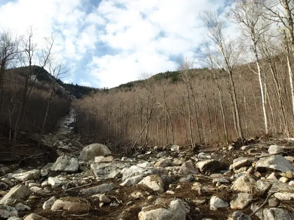Traversing this rock field is actually easier in winter.