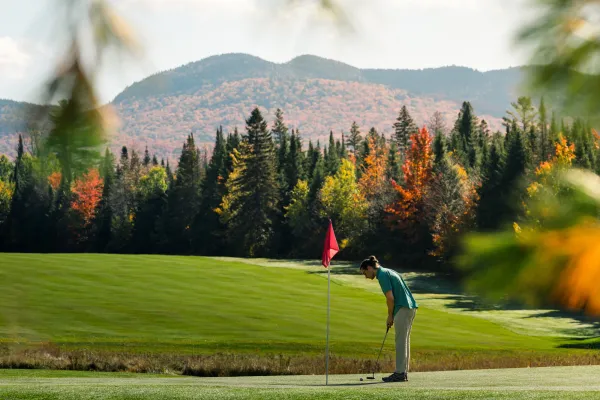 Golfing in Lake Placid in the fall.