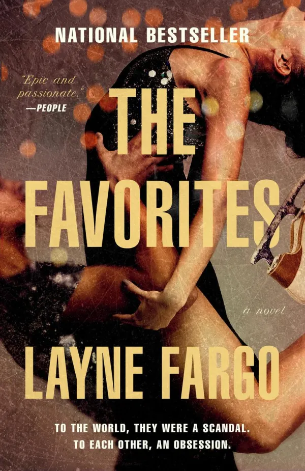 Book cover for The Favorites by Layne Fargo. Features a figure skating pair performing a lift.