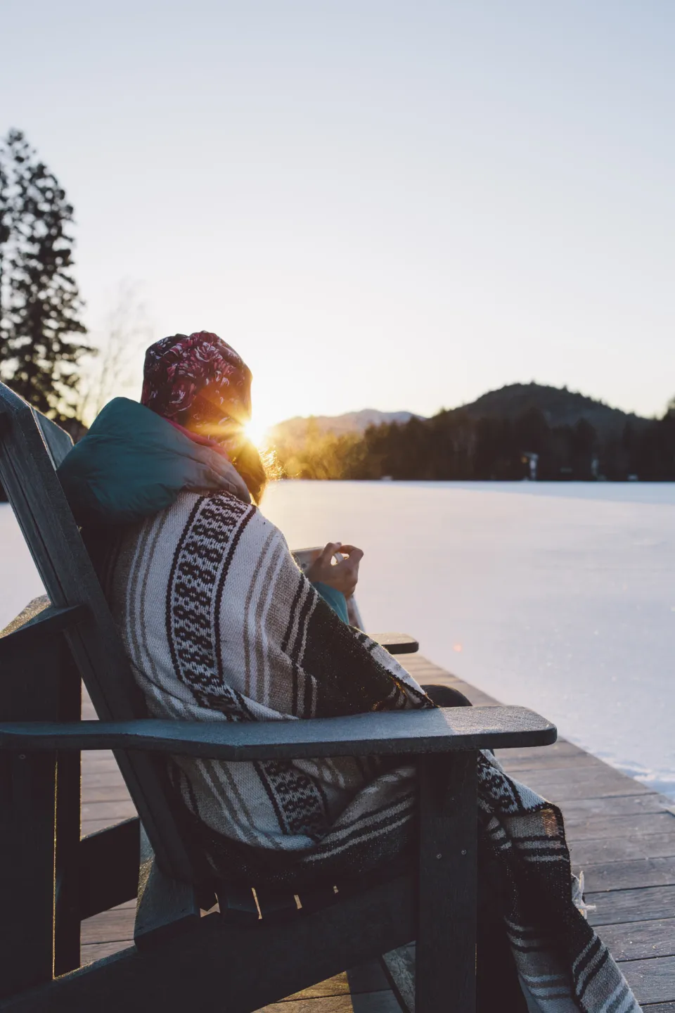 Winter morning sunrise on Mirror Lake.