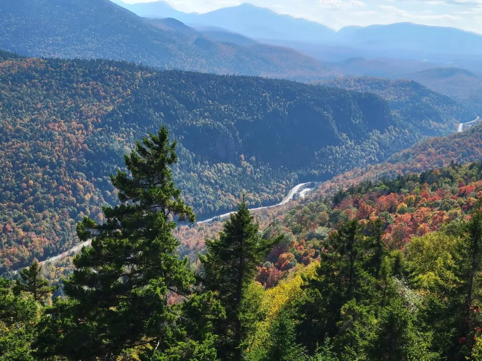 Peak fall foliage views in Lake Placid.
