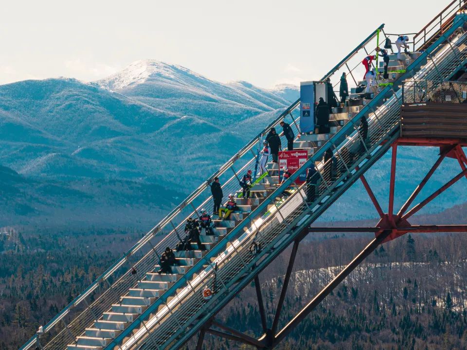 Walking up the Olympic Ski Jumps.