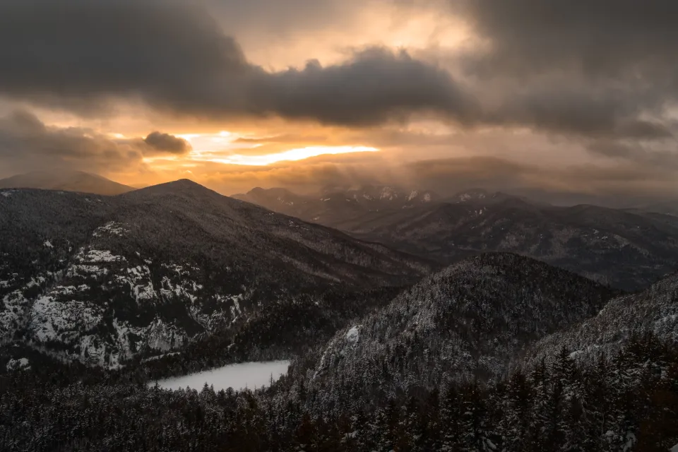Mountain views in Keene Valley in the winter.