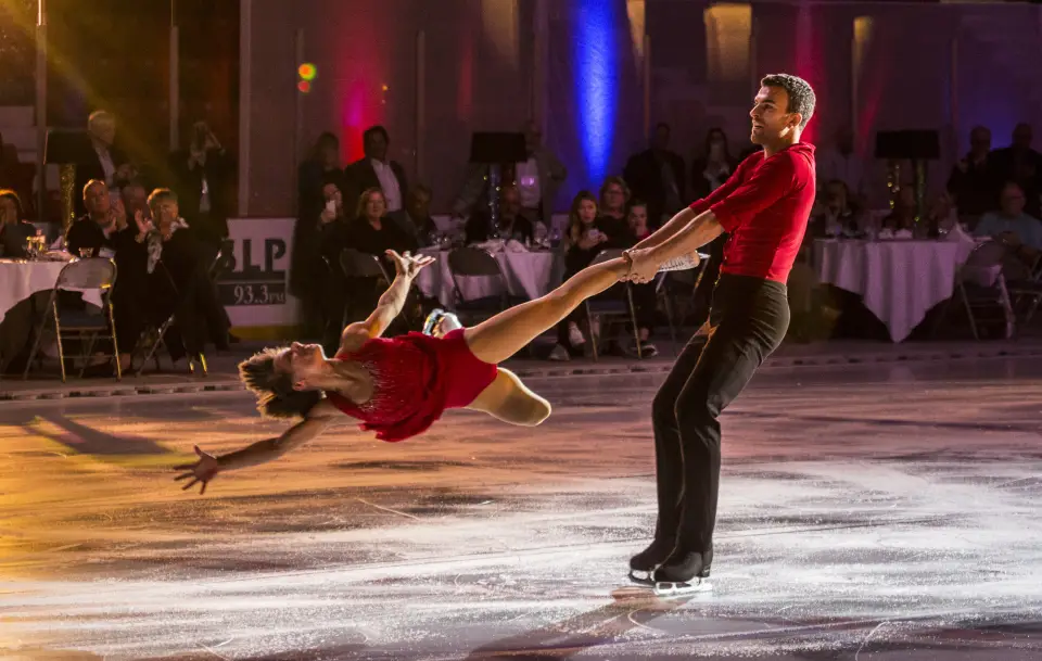 Two figure skatings performing in Lake Placid