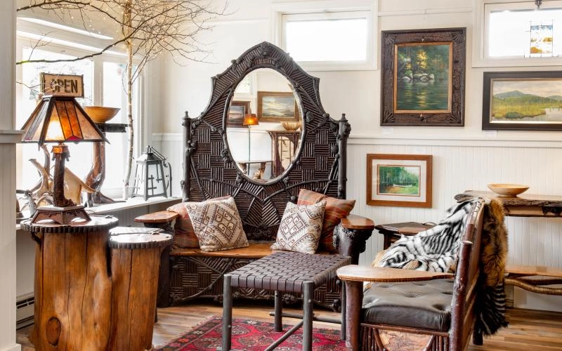 A rustic furniture store in Lake Placid.