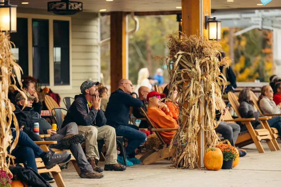 People attending the Flaming Leaves Festival in Lake Placid.