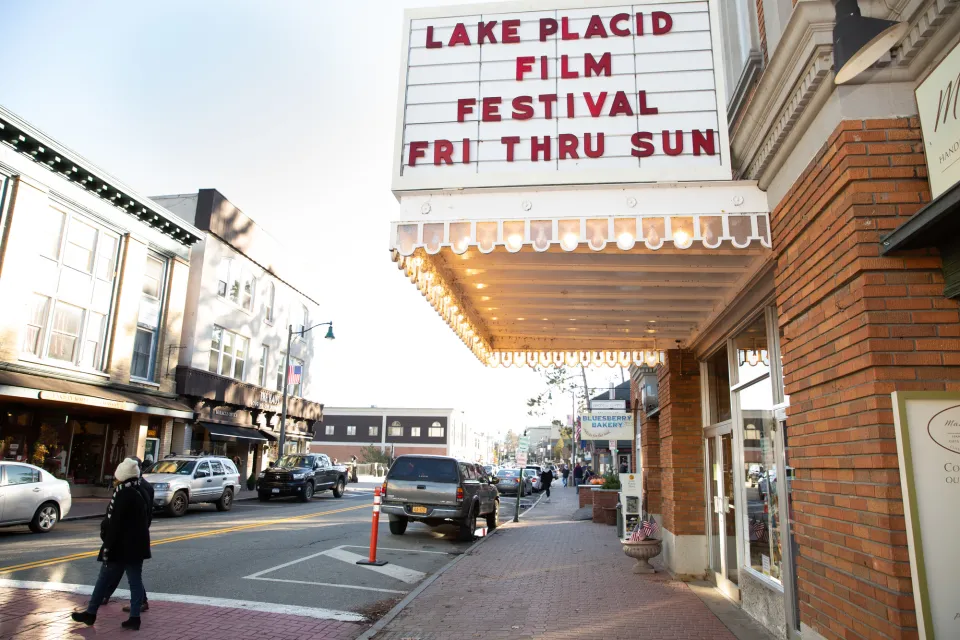 The Palace Theatre's marquee on main street Lake Placid during the Lake Placid Film Festival