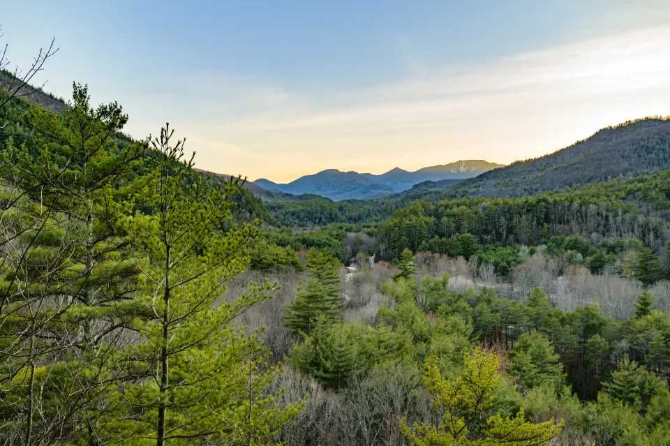 Scenic views of the Adirondack Mountains in the spring.