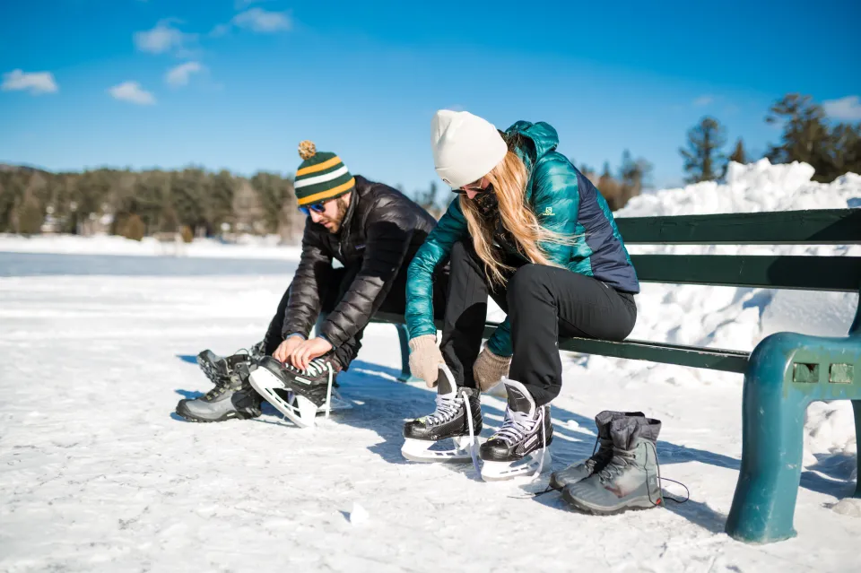 Ice skating in Lake Placid.