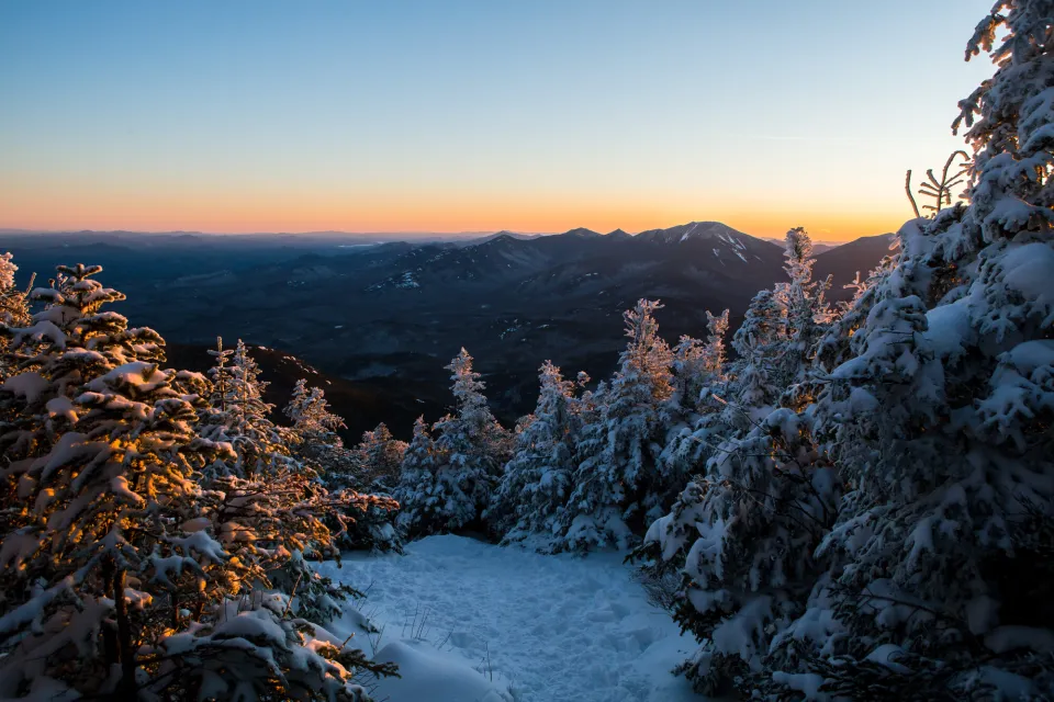 A snowy summit in winter. 