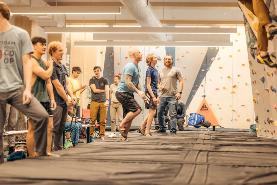 A Lake Placid indoor climbing event at Mt Van Hoevenburg.