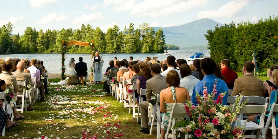 A wedding by a lake.