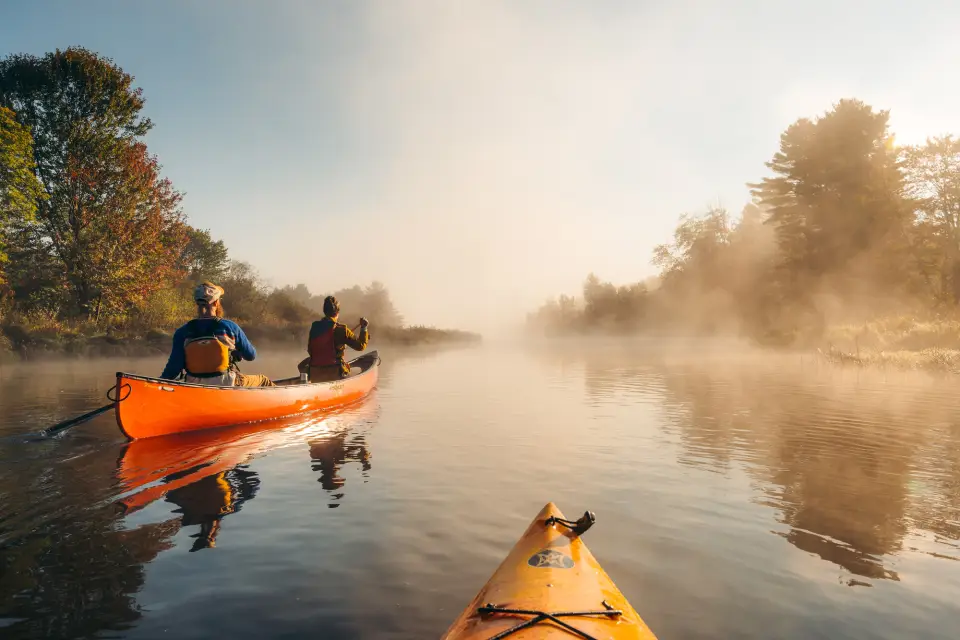 Paddlers on a river.