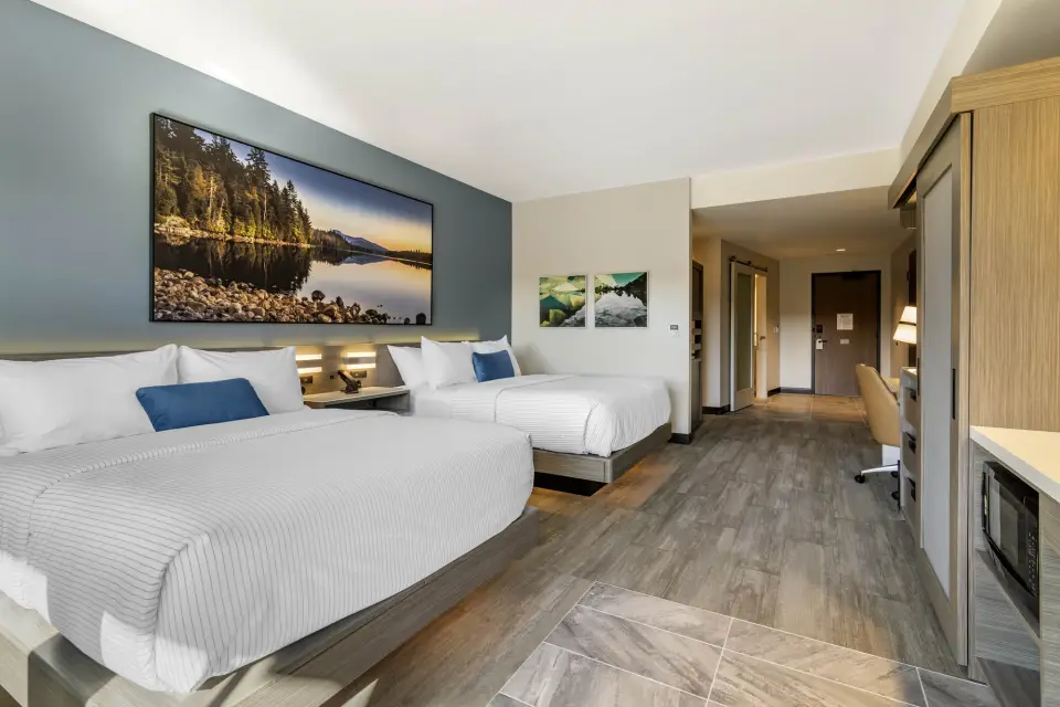 View of interior of two bed room at Cambria Hotel